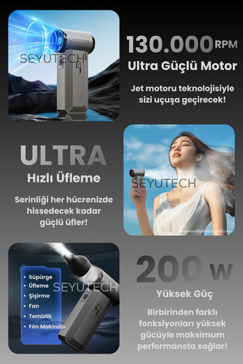 SEYUTECH Violent Turbo Jet Fan 130000rpm Ultra Güçlü Motor Güçlü Vakum 4000mAh Bataryalı Üflemeli F72