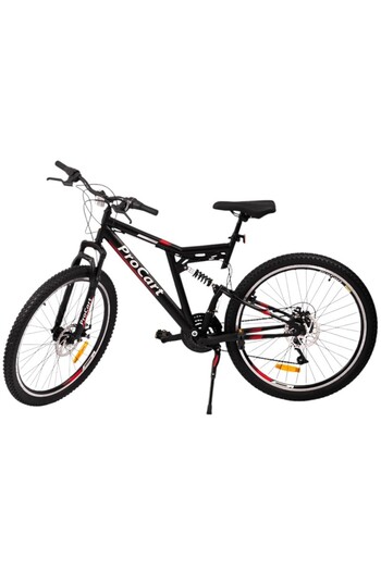PROCART 26 inch MTB bike, full suspension, 21 speeds, disc brake system, steel frame, red