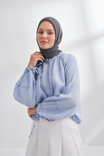 ARMANDA Muslin Tie Scarf - Smoked