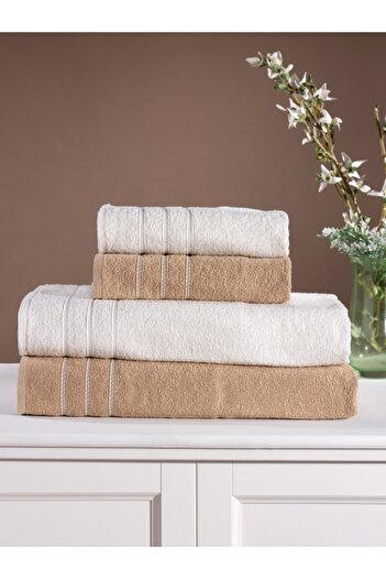 Elvira Home Collection Eh Бавовняний 4-х предметний набір рушників для ванної кімнати Набір для хати для щоденного використання Рушник для ванної кімнати
