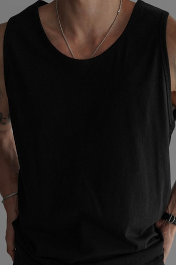 Tarz Cool Men's Black Regular 100% Cotton Tank Top T-Shirt