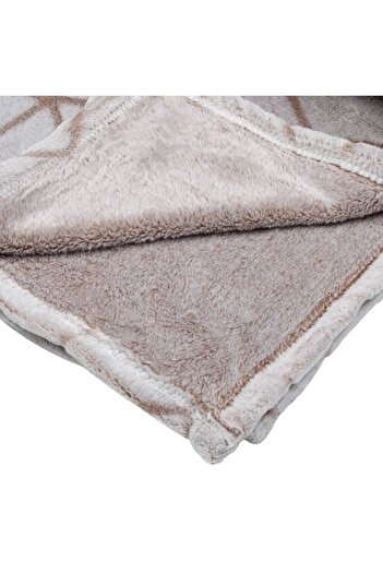 divendi-ro Velvet blanket for double bed, abstract relief pattern, 230x210 cm, beige