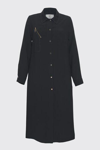 Zühre Shirt Collar Button Closure Black Wear Out Gc-0280