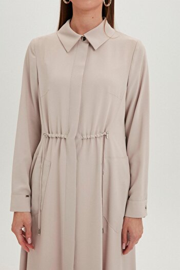 Zühre Shirt Collar Pocket Detailed Long Stone Wear and Go Gc-0062