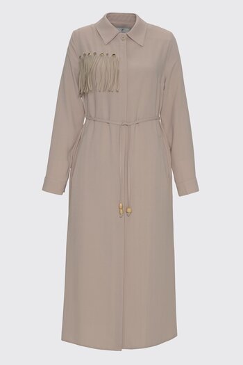 Zühre Beige Wear and Go with Seashell Detail and Tassels Gc-0234