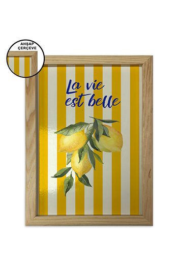 AND Ahşap Çerçeveli Limonlar Temalı Tablo Üçlü MDF Poster Tablo Duvar Dekoru (21x30 cm)