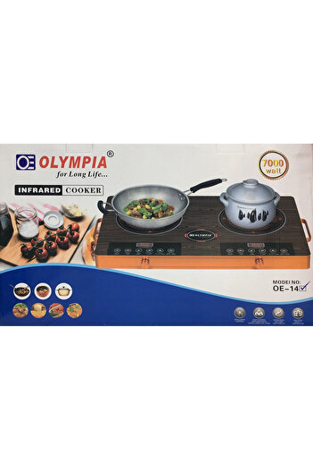 Olympia Portable Dual Induction Cooktop, 2 Burners, 7000W Power, 10 Temp Levels, Safety Lock, Timer, Scratch