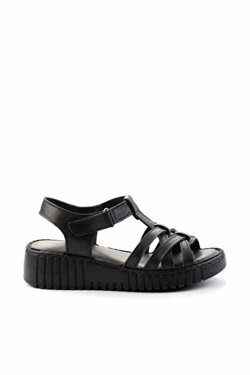 Bambi Black Leather Women's Sandals K05763092803