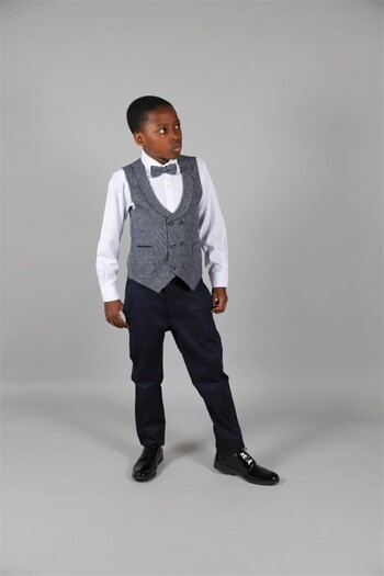 Ugly Duck 03 - 14 Years Old Boy's Navy Blue Linen Vest Suit