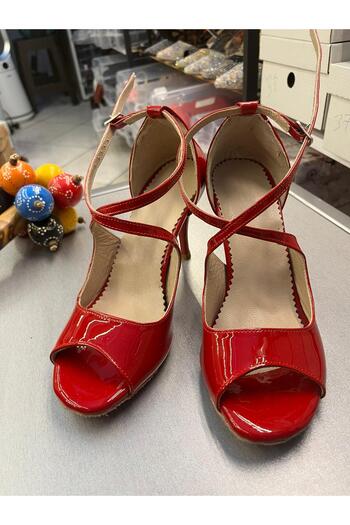 bitangosu Red Leather Leather Double Tie Model 8.5 cm (13 Pont) Tango, Dance and Salon Shoes