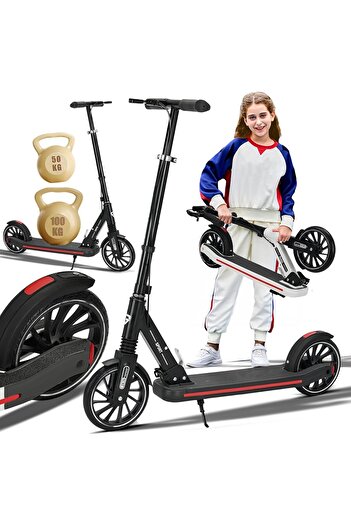 AZAF Rally Kick Scooter for Ages 6+ Kid Teens & Adults Solid Tires Big Wheels for Kids