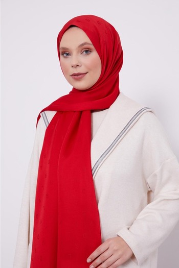İLKYAZ Levi̇dor Lvd Printed Jacquard Shawl Red