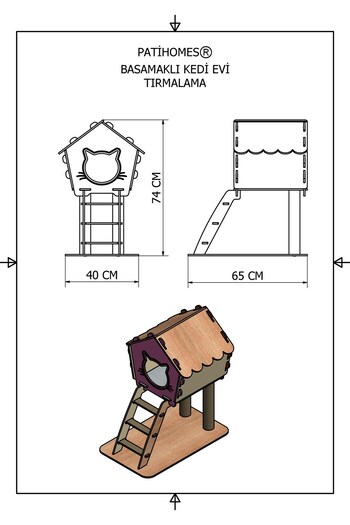 Patihomes Cat House with Ladder |   Scratching Board |   Play House