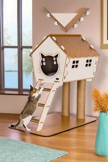 Patihomes Cat House with Ladder |   Scratching Board |   Play House