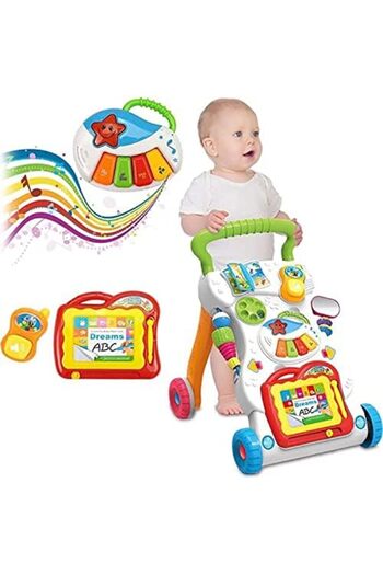 Generic Baby Walker Toy with Lights and Music for 9 Months and Above - White