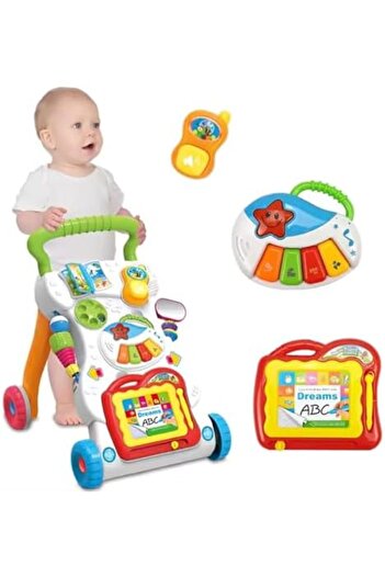 Generic Multifunctional Sit to Stand Learning Music Baby Walker, Trolley with Music with Light, Car