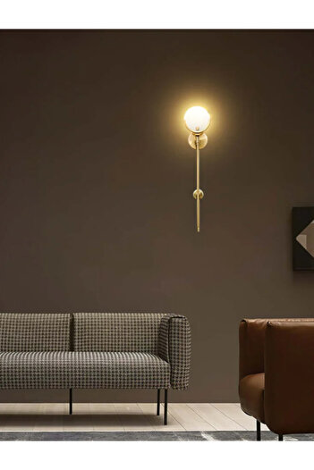 LUXXO Wand wall lamp, 1xE14, aluminum body, white acrylic, 62x12x7cm