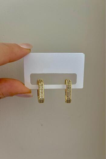 Bijou Luz Special Series Zircon Stone Hexagon Earrings