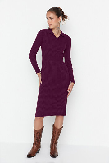 Trendyol Collection Сукня міді з трикотажу з коміром-поло TWOAW22EL1376