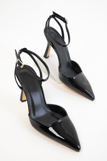 SOHO Black Patent Leather Women's Classic Heeled Shoes 20339