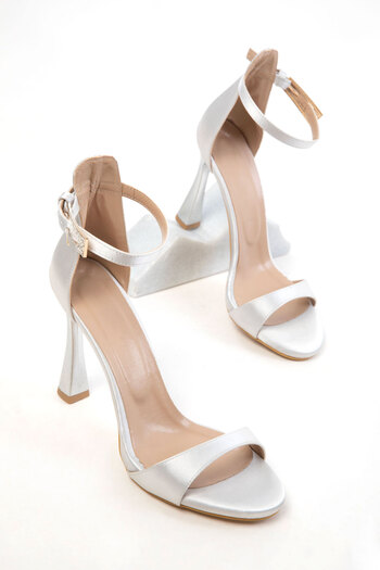 SOHO Silver Satin Women's Classic Heeled Shoes 20804
