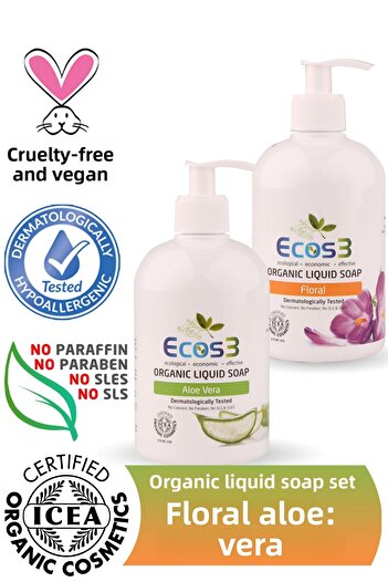 Ecos3 Organic Liquid Soap Aloevera + Floral (2 X 500 ml)