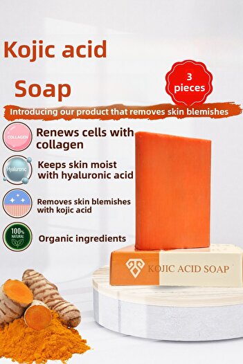 Anatolia Soap Kojic Acid Turmeric Soap 3 Pcs Collagen Effect on the Skin Hyaluronic