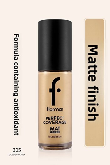 Flormar Matte Single Foundation Containing Vitamin E - 305 Golden Honey - Matte Touch Foundation
