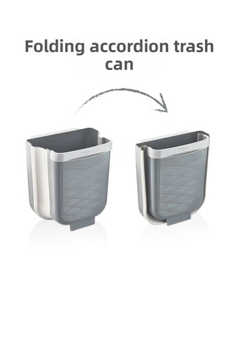 Melkan Home Foldable Hanging Kitchen Undercounter Trash Can - Concealable Accordion Trash Can in the Cabinet |   Gray