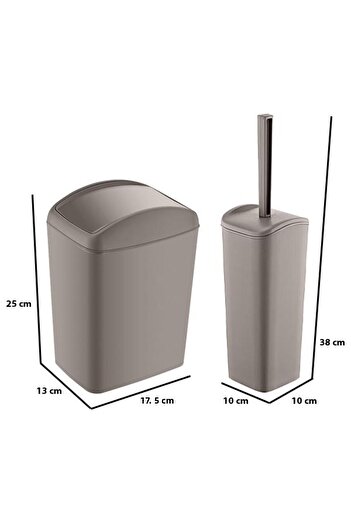 Smartware Soft Trash Can and Wc Brush Terra