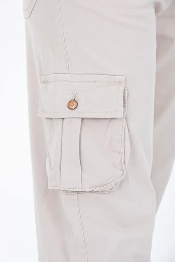 comstar Women's Cargo Pocket High Waist Narrow Leg Gray Trousers