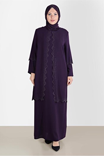 Alvina Crepe Dress - Stone Detailed, Model 20244