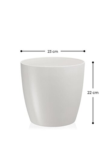 ToXA 7.4 Litre 23cm Drenaj Izgaralı Kirli Beyaz Tabaksız Parlak Plastik Yakut Saksı No4