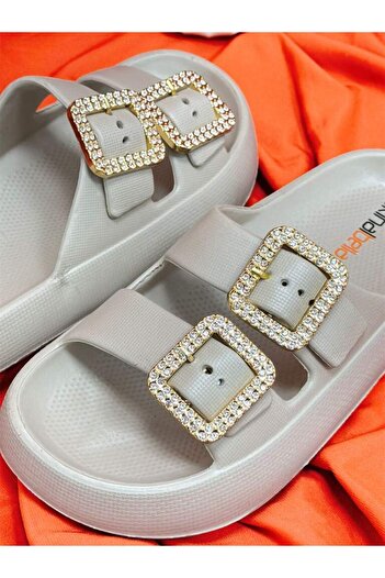 Akınal Bella Akinal Bella E282 Color Beige Slippers Women's Double Buckle Daily Orthopedic Slippers 3