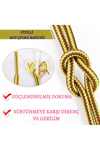 Mawrond 140 Cm, Light Yellow Sienna Color, Extra Sturdy, Thick, Ribbed Round Boots, Shoelaces (1 Pair)