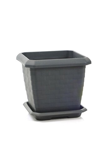 ToXA 25 Litre Tabaklı Hisar Kale Saksı 37cm Kare Büyük Boy Plastik Bahçe Bitki Çiçek Saksısı