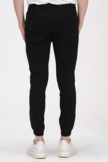 comstar Men's Basic Tight Black Jogger Pants with Elastic Waist