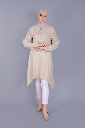 Alvina Lace-Up Tunic with Ruffle Detail 40842