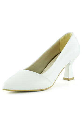 Erkan Saçmacı Laura White Elegant Wedding Dress Pointed Toe Heeled Shoes