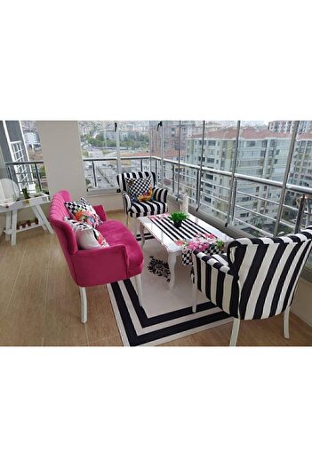 Azra Aksesuar Çay Seti Koltuk Takımı Ahşap Mobilya Takımı Balkon Bahçe Ofis Cafe Mobilyası 2 1 1