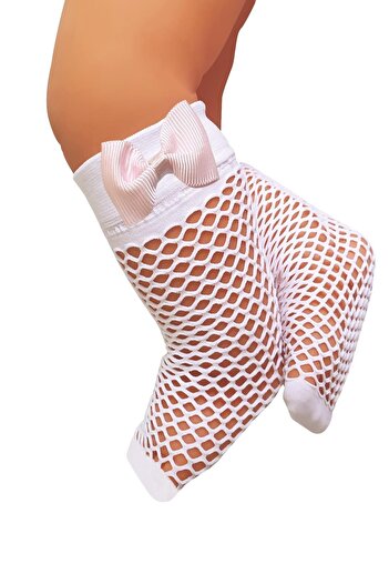 Daymod Baby Pesca Mesh Bow Knee Socks White