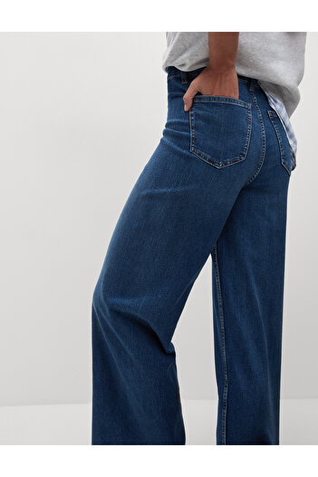 Marks & Spencer Yüksek Bel Wide Leg Grazer Jean Pantolon