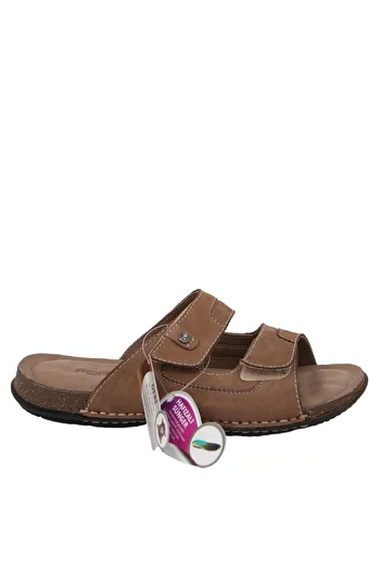 Forelli 49107 Genuine Leather Men's Slippers - Sand