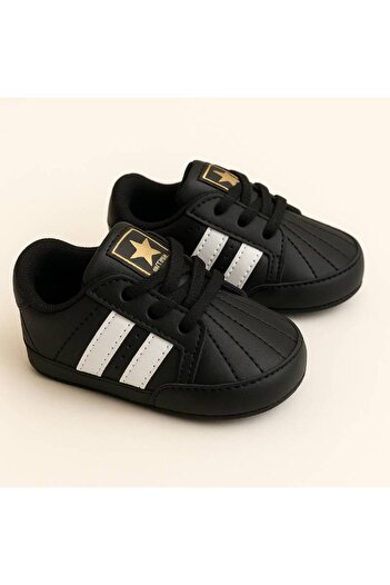 mia mia Black and White Sports Style Baby Booties Size 18-19