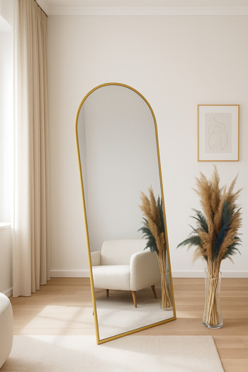 Ersan Dizayn Metal Çerçeve Gold Oval Ayaklı Boy Aynası 65x180 Cm
