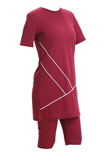 sefamerve Short Sleeve Pool Swimsuit 2501-03 Claret Red