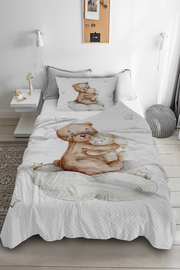 Bebişim Halı Cute Teddy Bear Single Children's Pique Pillow with Case