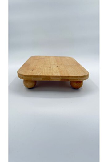ERKUGO Bamboo Ball Leg Square Stand, Bamboo Presentation Stand (25cm)