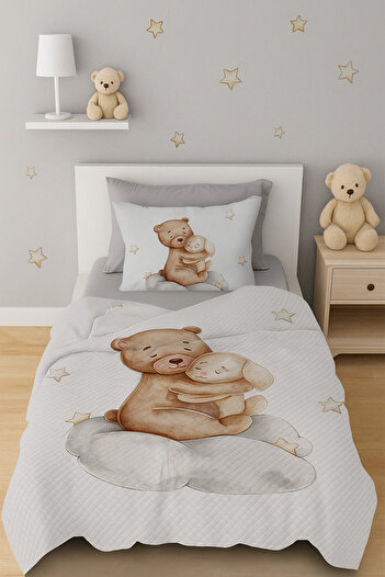 Bebişim Halı Cute Teddy Bear Single Children's Pique Pillow with Case