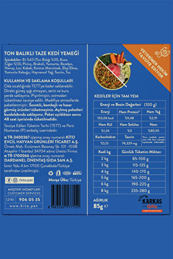 kito Fresh Ton Balıklı Taze Kedi Yemeği (%100 TAZE IÇERİKLİ MAMA)